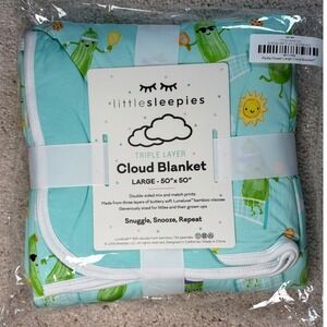Little Sleepies Pickle Power Cloud Blanket Large 50x50 Turquoise Bamboo Sports